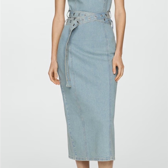 Mango Blue Denim Midi Dress - Picture 3 of 11